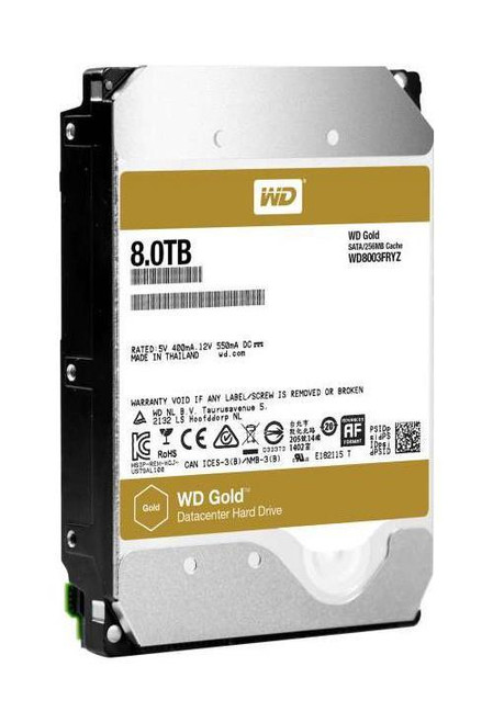 WD8003FRYZSP Western Digital Gold 8TB 7200RPM SATA 6Gbps 256MB Cache 3.5-inch Internal Hard Drive