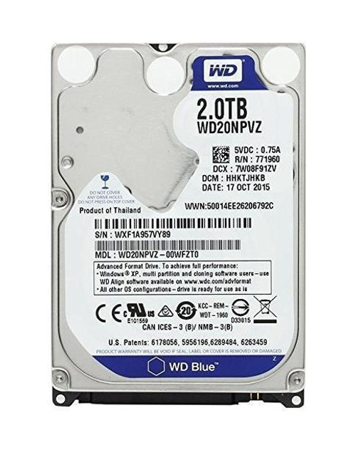 WD20NPVZ-00WFZT0 Western Digital Blue 2TB 5200RPM SATA 6Gbps 8MB