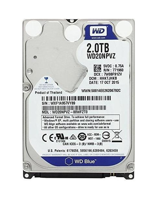 WD20NPVZ-50PK Western Digital Blue 2TB 5200RPM SATA 6Gbps 8MB Cache 2.5-inch Internal Hard Drive (50-Pack)