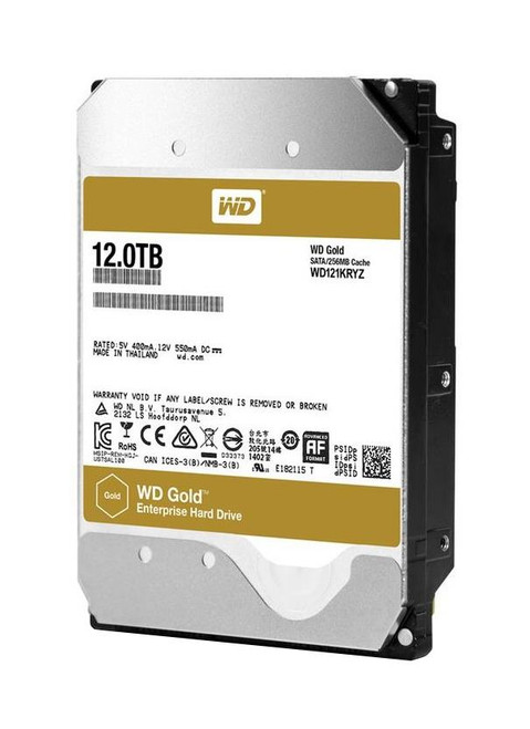 WD121KRYZ-01W0RB0 Western Digital Gold 12TB 7200RPM SATA 6Gbps 256MB Cache 3.5-inch Internal Hard Drive