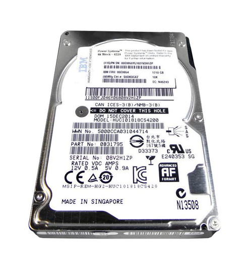 00E9950 IBM 1.71TB 10000RPM SAS 12Gbps (4K) 2.5-inch Internal Hard Drive for iSeries Server Systems