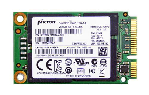 MTFDDAT256MAM-1K1 Micron RealSSD C400 256GB MLC SATA 6Gbps mSATA Internal Solid State Drive (SSD)