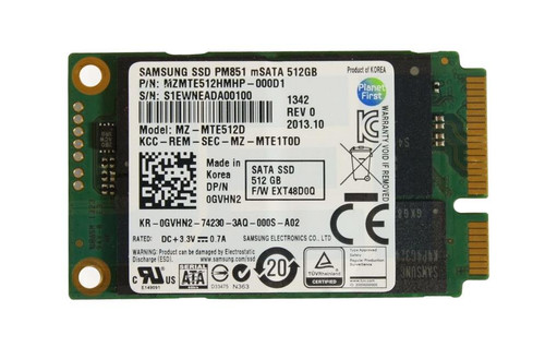 MZMTE512D Samsung PM851 Series 512GB TLC SATA 6Gbps (AES-256) mSATA Internal Solid State Drive (SSD)