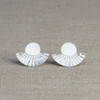 Large Silver Fan Out Stud Earrings