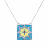 Silver, Blue & Yellow Square Tile Necklace
