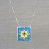 Silver, Blue & Yellow Square Tile Necklace
