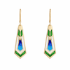 Gold, Green & White Art Deco Earrings