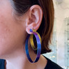 Large Blue Titanium Hoop Earrings