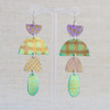 Green & Pink Shape Dangle Earrings