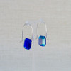 Blue Emerald Cut Crystal Earrings