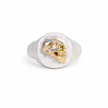 Gold & Silver Skull Cameo Signet Ring