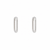 White Gold Long Paperclip Huggie Earrings