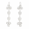 Long Silver Lace Flower Earrings