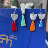 Textured Silver & Light Blue Enamel Earrings