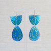 Gold & Blue Engraved Titanium Earrings