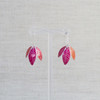 Small Red & Pink Three Leaf Earrings
