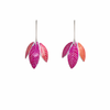 Small Red & Pink Three Leaf Earrings