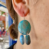Blue & Grey Textured Titanium Earrings