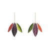 Crimson, Plum & Green Three Leaf Earrings