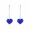 Blue Glass Heart Earrings