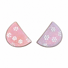 Pink Crescent Stud Earrings