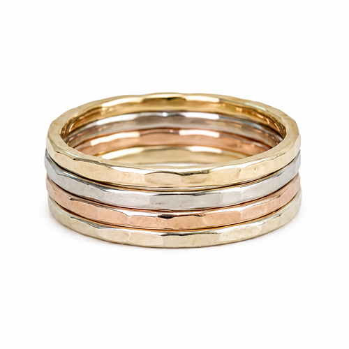 Yellow Gold Hammered Stack Ring