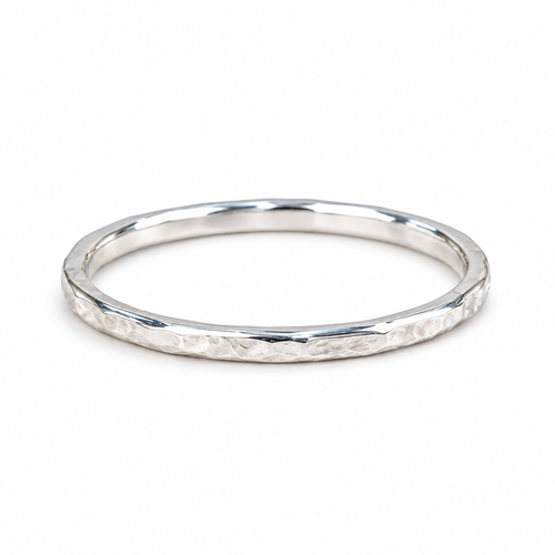 White Gold Hammered Stack Ring