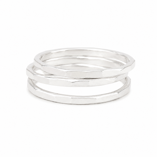 Silver Hammered Stack Ring