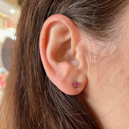Dark Pink Sapphire Regal Stud Earrings