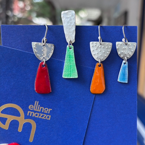Silver & Rouge Enamel Earrings
