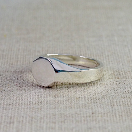 Silver Mini Octagon Signet Ring