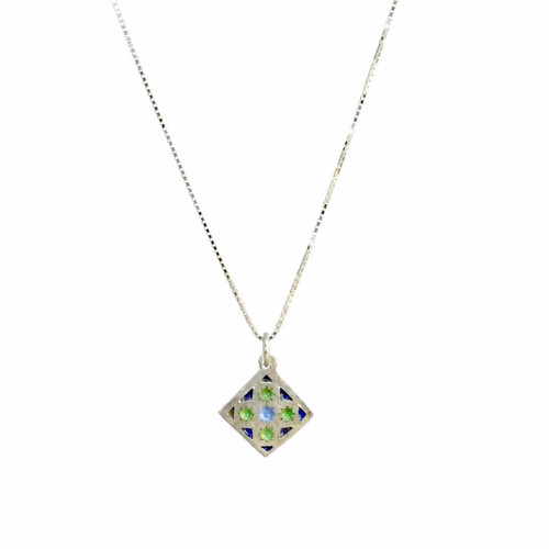 Tiny Green Enamel Tile Necklace