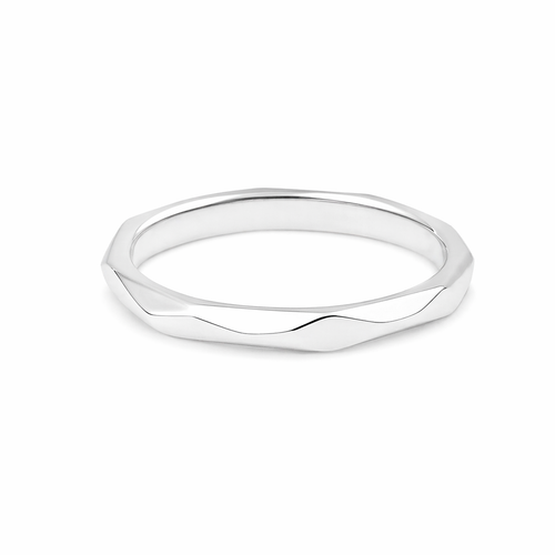 White Gold Geo Facet Ring