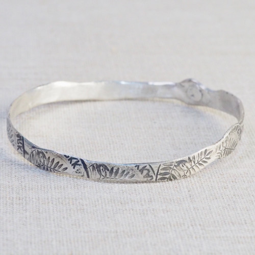 Silver Leaves Bangle