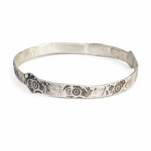 Silver Flower Bangle
