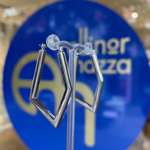 Silver Rhombus Hoop Earrings
