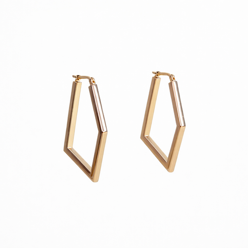 Rose Gold Rhombus Hoop Earrings