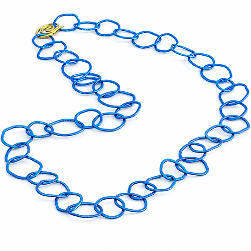 Blue Titanium Chain Necklace