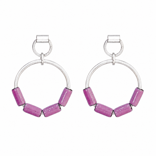 Purple Baby Enamel Hoop Earrings