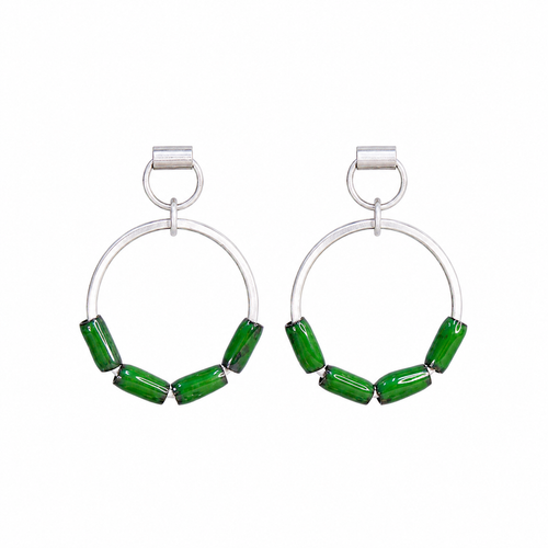 Green Baby Enamel Hoop Earrings