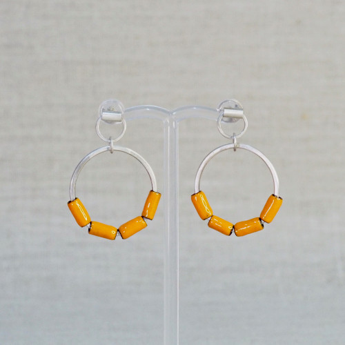 Orange Baby Enamel Hoop Earrings