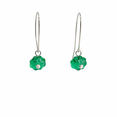 Green Flower Glass Earrings