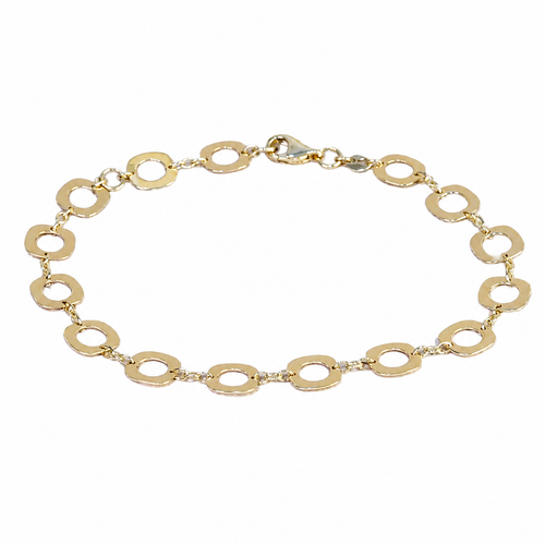 Yellow Gold Rounded Square Link Bracelet