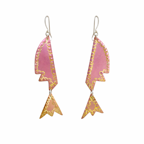 Pink & Gold Titanium Earrings