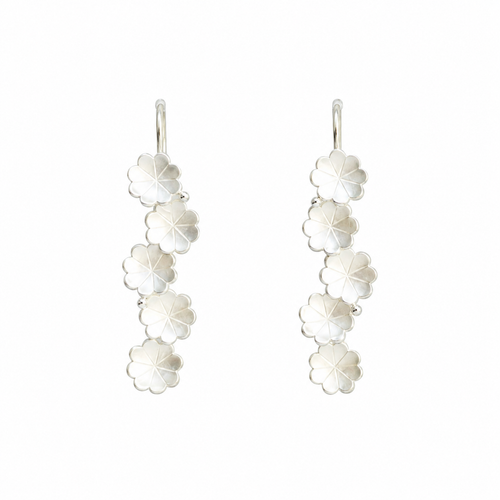 Silver Cascading Florals Earrings