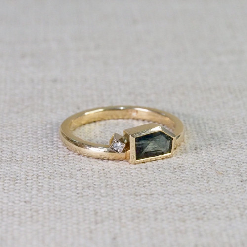 Green Sapphire Inclusion Ring