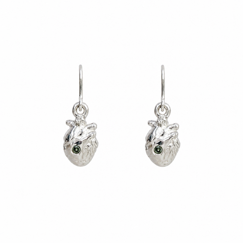 Sapphire Anatomical Heart Earrings