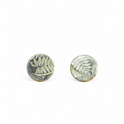 Yellow Gold Leaf Stud Earrings