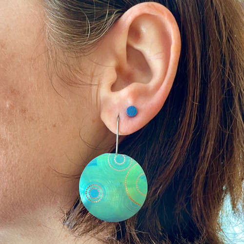 Blue Texture Spot Stud Earrings