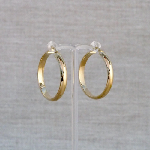 Yellow Gold Wide Dome Hoop Earrings